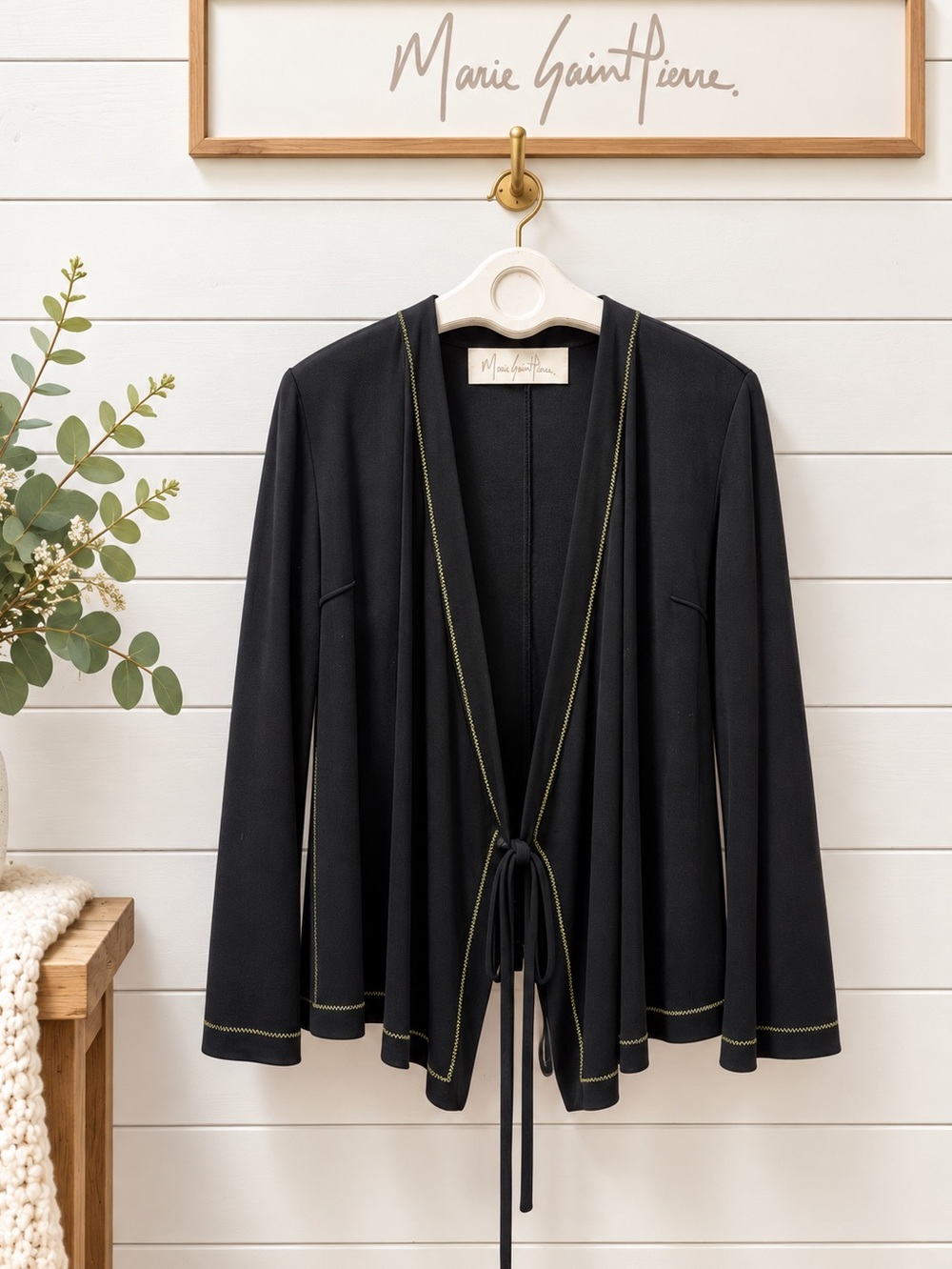 Marie Saint Pierre Y2K Black Tie-Front Jacket โ Size L
